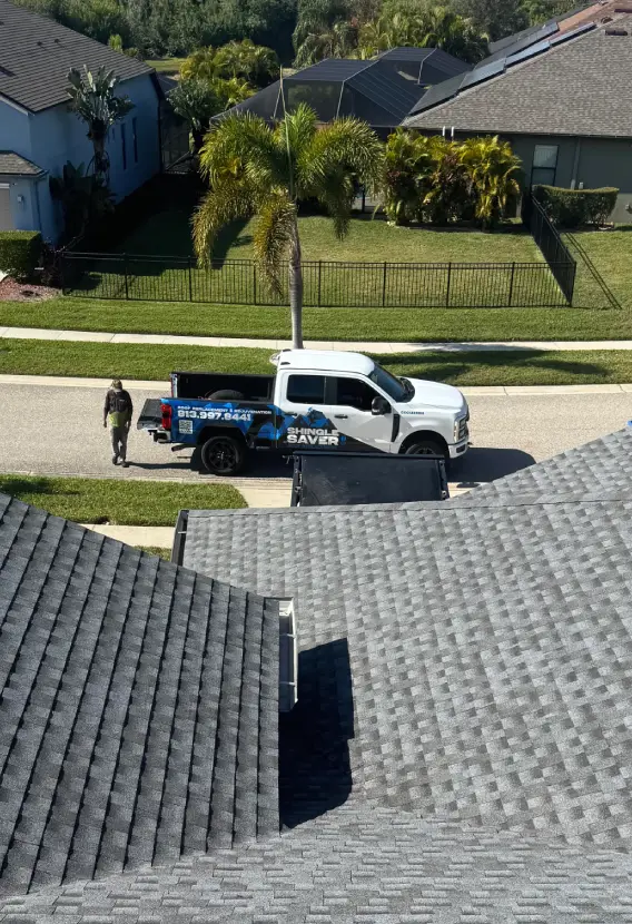 Shingle Saver's truck parked in Gibsonton